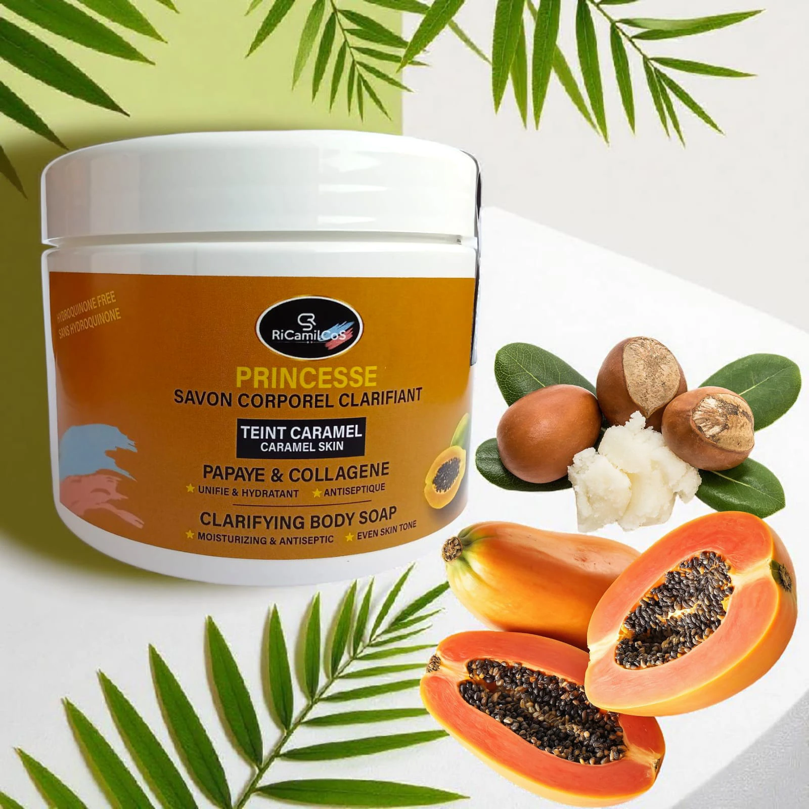 Savon corps clarifiant Gommant en Pot teint caramel PRINCESSE+(un savon visage offert) - immagine 2