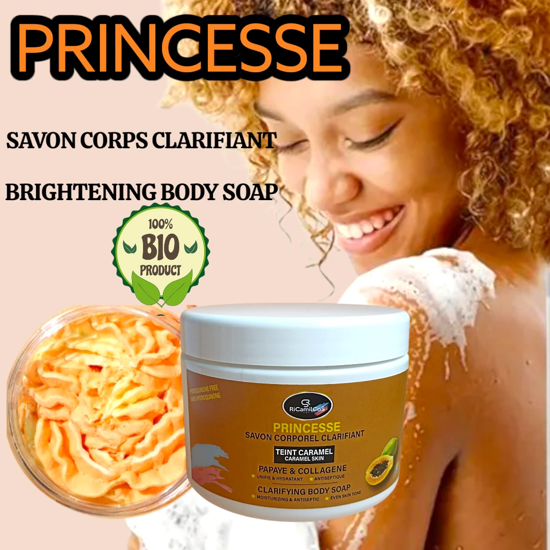 Savon corps clarifiant Gommant en Pot teint caramel PRINCESSE+(un savon visage offert)
