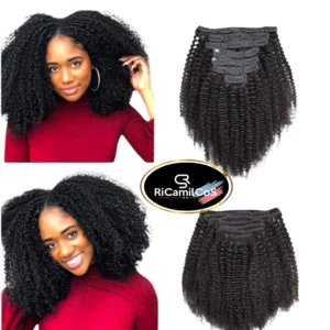 Extension à clips cheveux naturel bouclé Afro