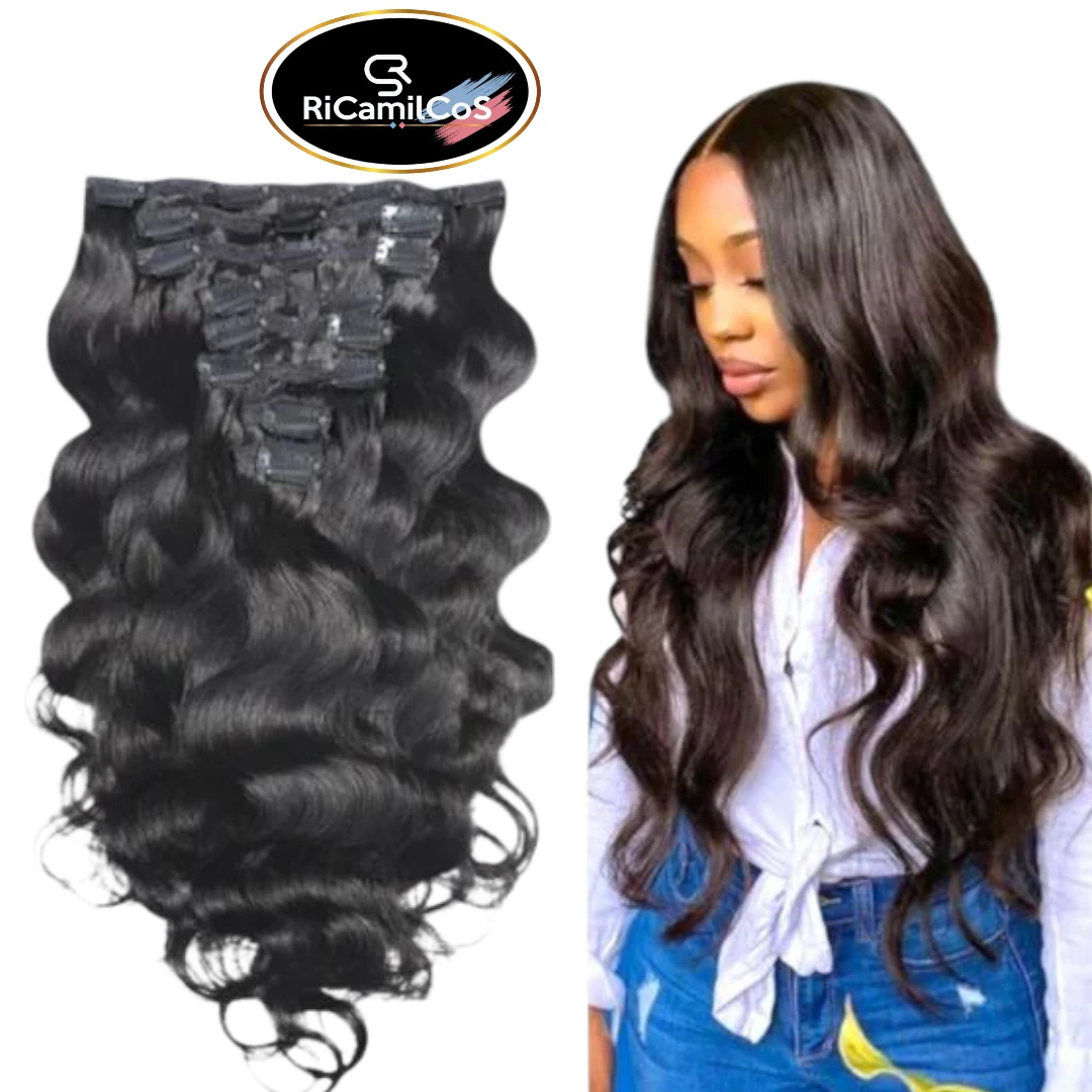 Extension a clips naturel ondulé Body wave rajout cheveux
