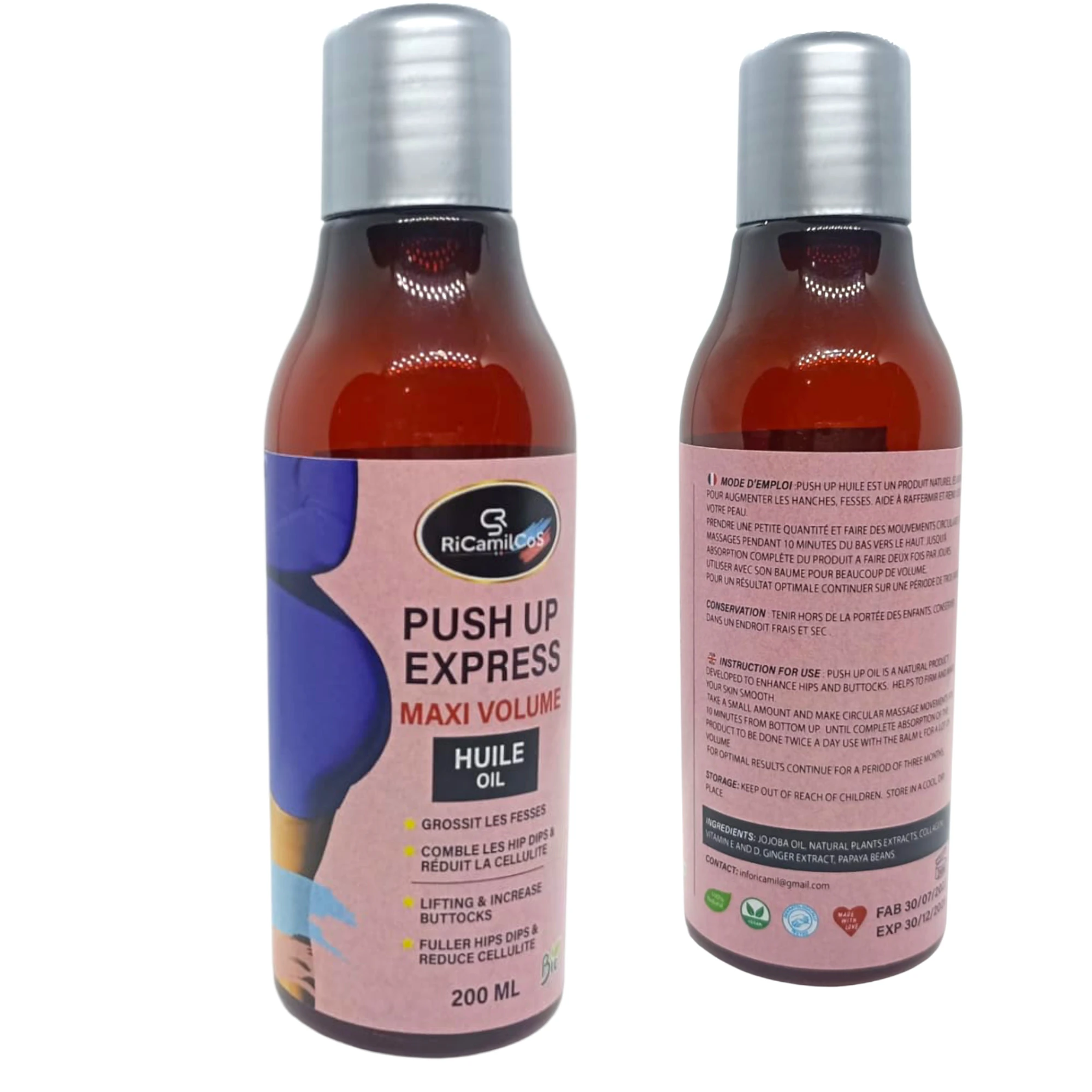 HUILE pour Grossir fesses, Poitrine et hanches- PUSH UP EXPRESS MAXI VOLUME popotin galbé - immagine 2