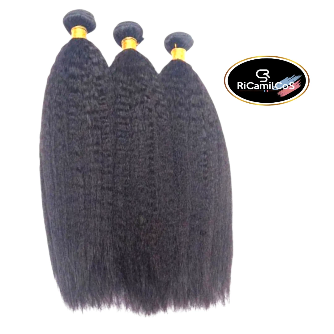 Tissage Brésilien Kinky Straight Yaki 100% Cheveux Naturels - immagine 2