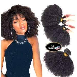 Tissage Bresilien de cheveux humains naturels afro crépus bouclés, mèches de qualité 4B 4C